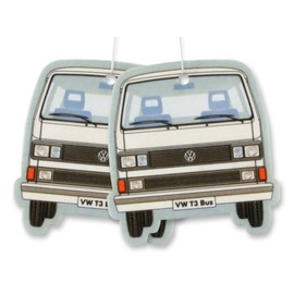 BRISA VW Collection - Volkswagen Scented Car Air Freshener Fragrance Deodorizer for Car/Auto or Home with Volkswagen Vanagon Bus T3 Camper Van FrontDesign (Pina Colada/White/2-pc Set)