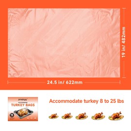 JVVFUU Multipurpose Turkey Bags For Oven,Turkey Size 19" x 24.5", Heavy-Duty Leak-Resistant Roasting Bags,Turkey Brine Bag (16)