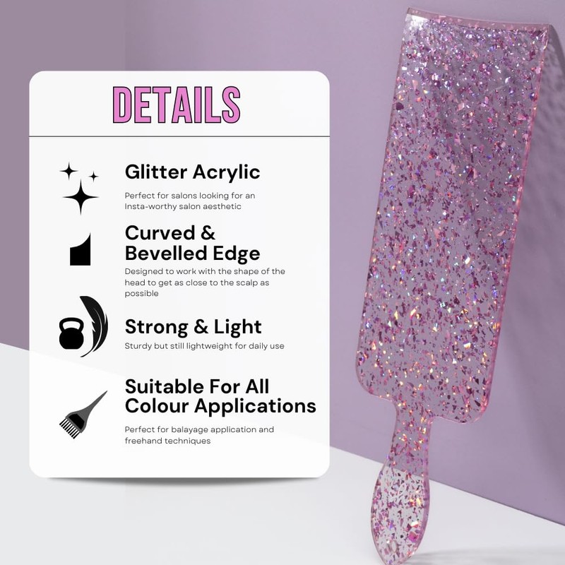 Simply Hair Pink Glitter Balayage Long Highlighting Board with Curved