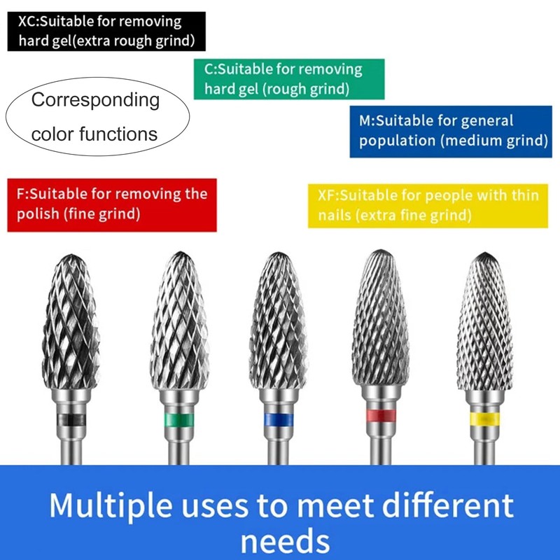 Pack of 5 Tungsten Carbide Nail File Bits, Nail Drill