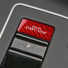 KUNGKIC Carbon Fibre Car Engine Start Stop Switch Ignition Switch Button Sticker Interior Trim Protection Function Compatible with Volkswagen VW Golf 8 2020 2021 2022 2023 Accessories (Red)
