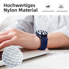 Upeak Nylon Watch Strap 18 mm Compatible with Garmin Venu 3S Venu 2S Vivoactive 4S Vivomove 3S, Sport Solo Loop Bracelet for Garmin Forerunner 255S 255S Music 265S, Blue
