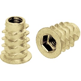 (M4 x 10mm) Wood Furniture Yellow Zinc Insert Nut With Hex Socket And Collar E Type (Pack of 20) C08D