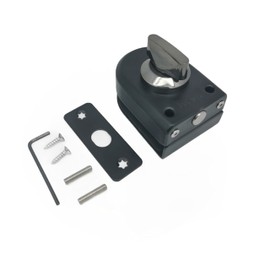 Ranbo Frameless Swinging Door Floor Bolt Lock, No-Drill, 304 Stainless Steel, for 3/8''-1/2''(10mm-12mm) Sliding Glass Doors, Office Doors, Commercial Doors, Black.