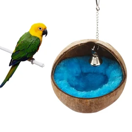 coconut shell bird nest natural coconut shell parrot nest bird house hanging nesting cotton warm mat for nesting toys parakeet parrot canary budgie cockatiel fowl bird hamster squirrel house small