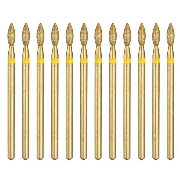 sourcing map 12pcs 325-400 Grits Diamond Grinding Bit 2.6mm Oval