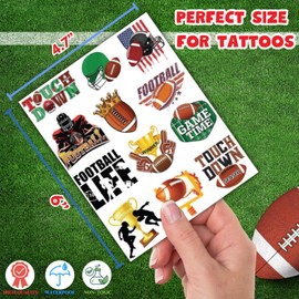 50 PCS Football Temporary Tattoos for Kids, American Football Fake Tattoos for Birthday Party Supplies Sport Themed Tattoo Stickers for Kids Boys Girls Party Bag Filler