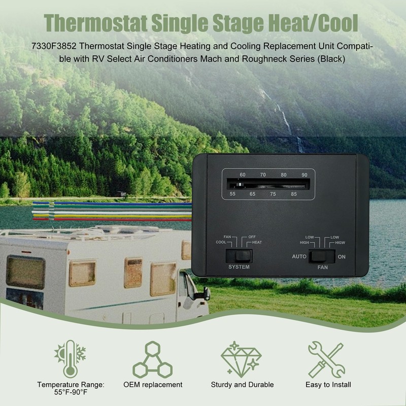7330F3852 Upgraded Thermostat Single Stage Heating/Cooling Control Thermostat Replacement unit