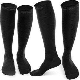 CAMBIVO Compression Socks for Women & Men 2 Pairs, Flight Socks Compression Stockings for Running, Flight, Sports, Travel, Unisex