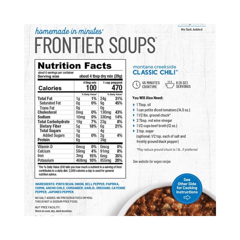 Frontier Soups Homemade In Minutes montana creekside Classic Chili, 6.25