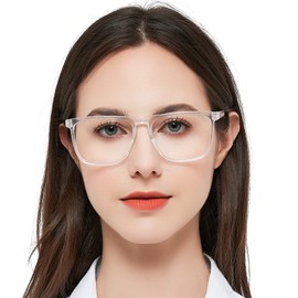 MARE AZZURO Oversized Reading Glasses 1.50+ Women Lightweight Large Square Readers 1.0 1.25 1.5 1.75 2.0 2.25 2.5 2.75 3.0 3.5 4.0 5.0 6.0 (Transparent, 150)