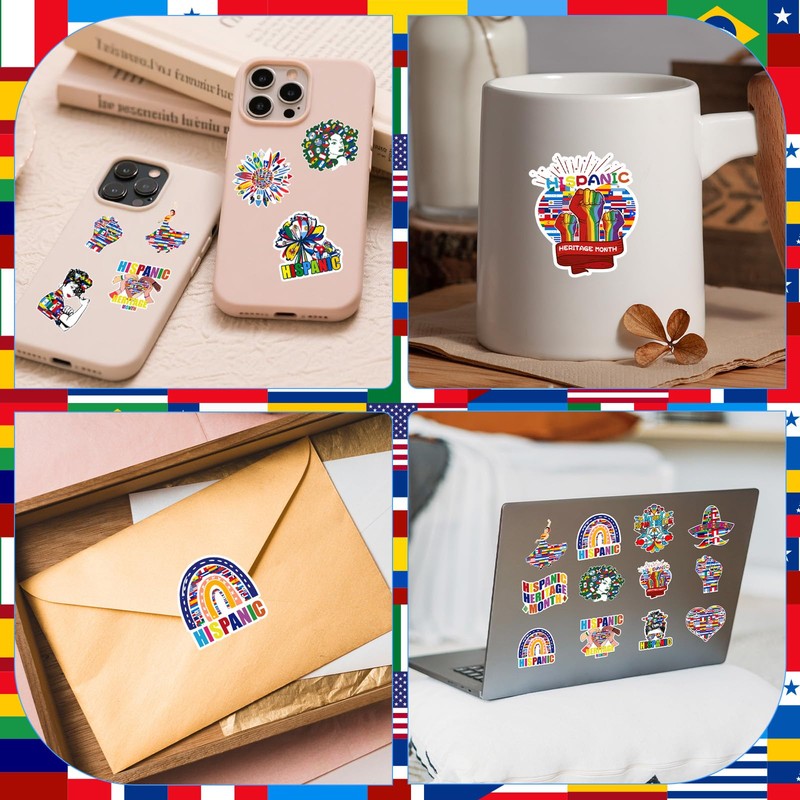 1000 Pcs Hispanic Heritage Month Stickers, 2 Rolls with 16