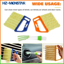 HZ-MONSTAR 3Pcs Window Venetian Blind Cleaner Duster Tool, Window Venetian 7 Finger Dusting Cleaner Tool and Air Vent Cleaner, Shutter Cleaner Brush for Window Air Conditioner Duster Dirt Cleaner