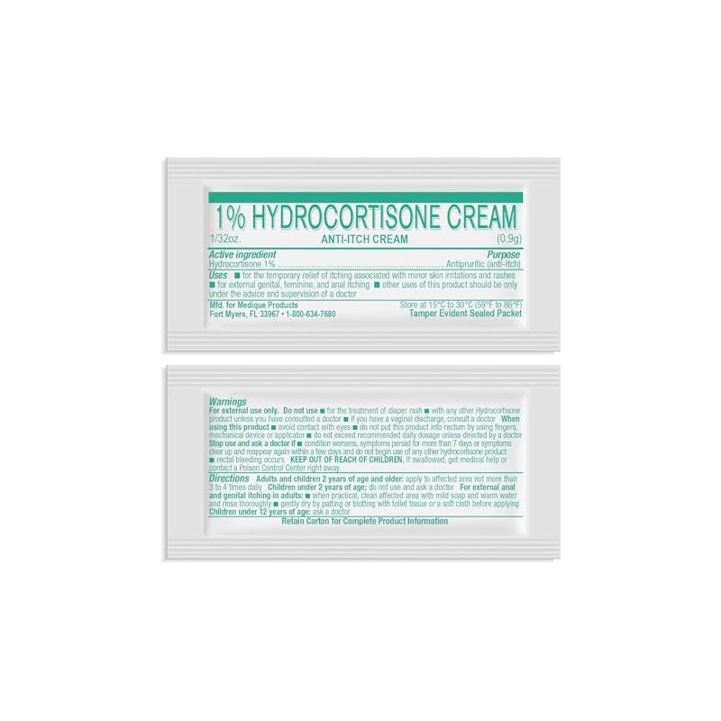 Medi-First 1% Hydrocortisone Cream, 10 Individual Packets Per Box