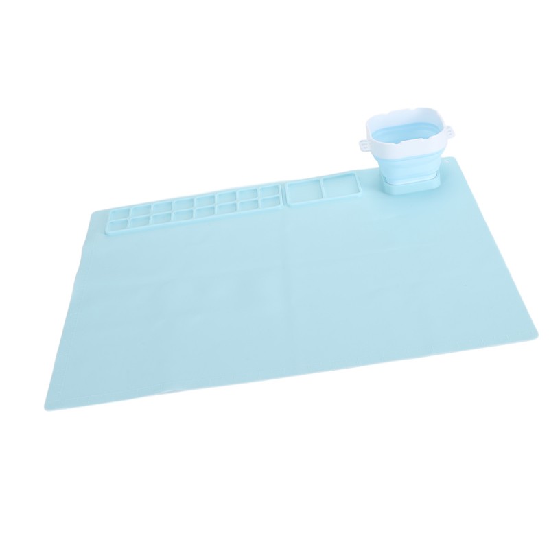 Silicone Painting Mat with Water Cup Washable Protruding Scale Line