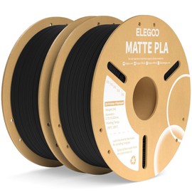 ELEGOO Matte PLA Filament Matte Black 2KG, 1.75mm 3D Printer Filament Dimensional Accuracy +/- 0.02mm, 2pcs 1kg Carboard Spool (2.2lbs) for Most FDM 3D Printers
