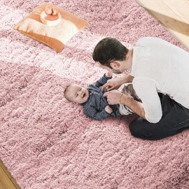 MOONLIGHT20015 Rugs Living Room – Fluffy Shaggy Small Area Rugs for Bedroom Anti-Slip – Modern Super Soft Thick Pile Rug - Plush Carpet Non Shedding Easy To Clean, (Pink, 50cm x 80cm)