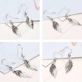 Belons Elegant 925 Sterling Silver Ladies Girls Leaves Earrings Stud Earrings Earrings Earrings, Sterling Silver, No Gemstone