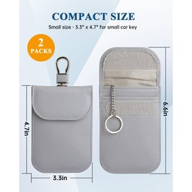 Faraday Bag for Key Fob (2 Pack), Faraday Key Fob Protector, Anti-Theft Pouch,Anti-Hacking Case Blocker, RFID Signal Blocking Bag for Car Key (Gray)