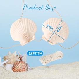 HolyMaji Mermaid Seashell Bra with Cord, 4.5" Hawaiian Shell Top DIY Fashion Chest Chain for Women Bikini Parties Supplies Ivory