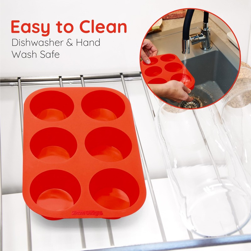 Silicone Texas Muffin Pan 6-Cups, Jumbo Muffin Pan Set of