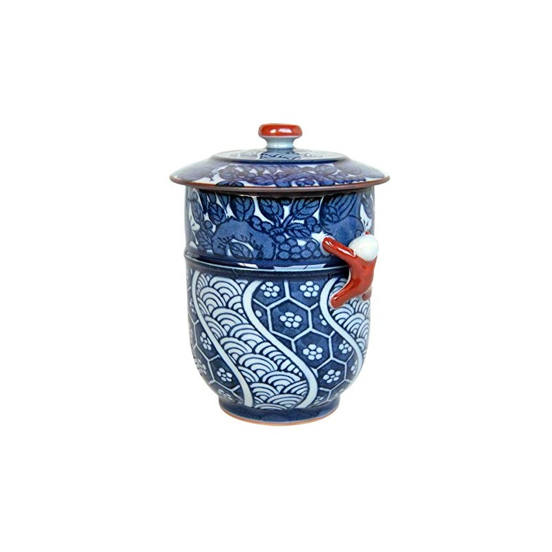 [有田焼] 花鳥 One 閑人 (Red) with Lid Tea Bowls