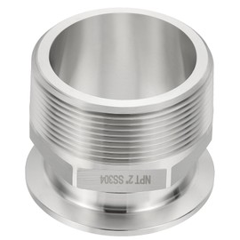 PATIKIL 2 in TC Tri Clamps Adaptor, 1pcs Tri Clamps Fittings to NPT 2 Male Thread Adaptor Hexagonal Sanitary 304 Stainless Steel for Food Beverage Equipment, 64mm Ferrule