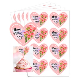 2 Inch Happy Mother's Day Labels Heart Floral Mothers Day Gift Tags Stickers Mother's Day Presents Labels Mother's Day Party Favor Sticker for Envelope Seal Cards Boxes Gift Wrap 200 Pcs
