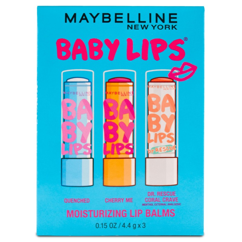 Maybelline New York Baby Lips Moisturizing Lip Balm 3-pack, Lip