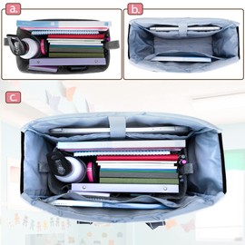 Damero Teacher Shoulder Bag, Teacher Utility Tote Bag with Felt Organiser Insert and Laptop Sleeve for Work Travel School, Black