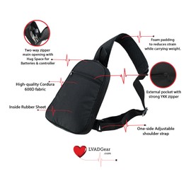 LVAD Gear Medical Equipment Bag – Adjustable Shoulder Bag for HeartMate & HeartWare Devices – Durable, Water-Resistant LVAD Carrier for Men & Women with Padded Strap