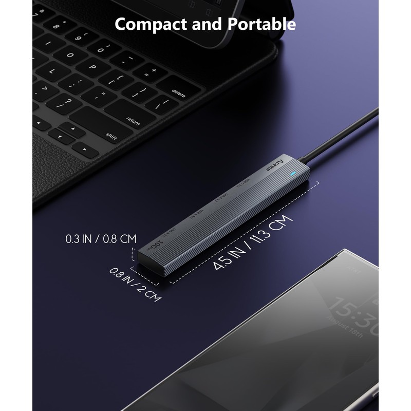 Aceele Hub USB C de 10 Gbps, 4 puertos USB