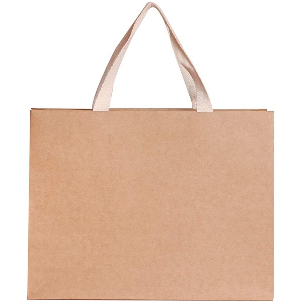 PAPERIST 10pcs 15.7x5.5x11.8" Sturdy durable natural kraft thick paper bag, cotton handles bag, perfect for gift bags, party bags