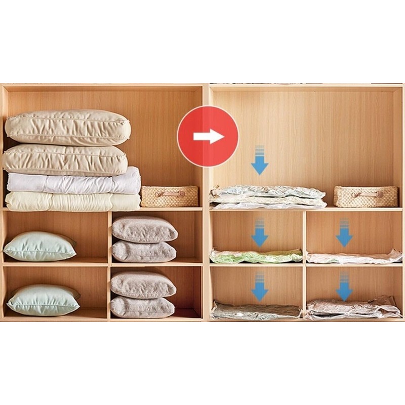 Vacuum Storage Bags Space Saving for Clothes, Bedding, Pillows, Reusable