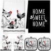 Leinuosen 6 Farmhouse Rooster Chicken Oven Mitts and Pot Holders
