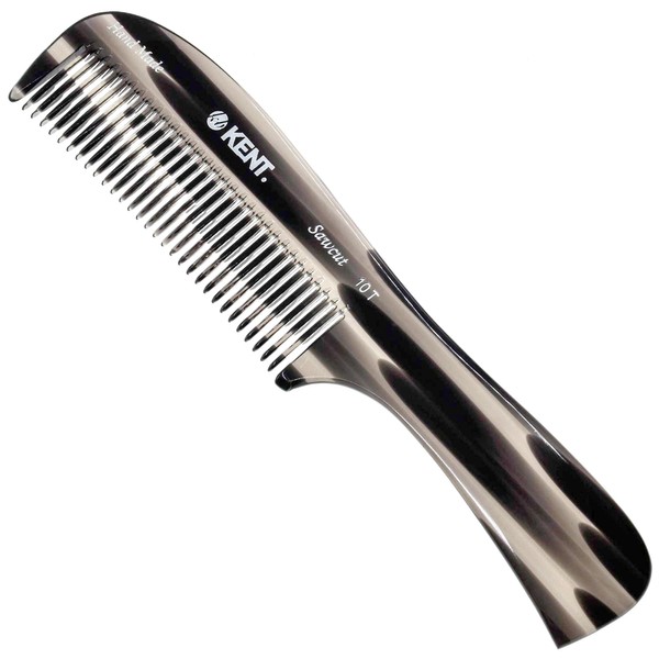 Kent 10T Graphite Finish, Large Hair Detangling Comb, Wide Teeth for Thick Curly Wavy Hair. Long Hair Detangler Comb For Wet and Dry. Saw-Cut from Cellulose and Hand Polished, Handmade in England
