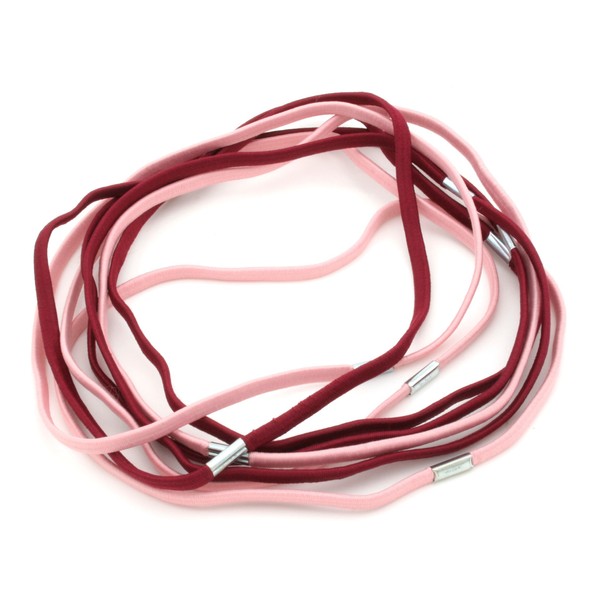 8 Deep Red & Pale Pink Thin Elastic Head Bands