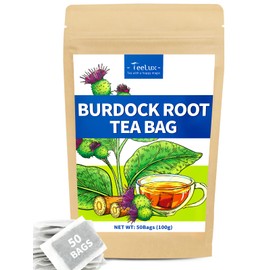 TeeLux Burdock Root Tea Bags, Pure Natural Burdock Root, Caffeine Free, Premium Herbal Tea, 50 Tea Bags