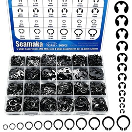 900Pcs E-Clips Assortment Set(2.0mm-12mm) and C Clips Assortment (M5-M16),Snap Rings Assortment Kit,24 Sizes Black Carbon Steel Circlip Retaining Clip,External Retaining Rings O-117