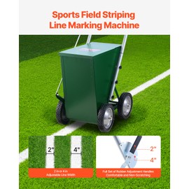 VEVOR 50 lbs Dry Line Marker for Baseball & Softball, Adjustable 2 or 4 Inch Chalk Line Machine, Wheeled with Rubber Handle, Large Powder Capacity, Green