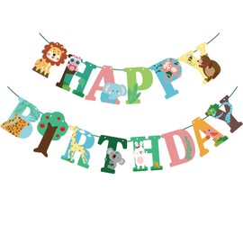 DazzJoy Happy Birthday Garland Animals, Jungle Safari Decoration Birthday Garland, Children's Birthday Decoration, Garland Birthday Boy, Birthday Garland Children, Forest Animals Birthday Decoration,