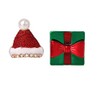 Betsey Santa Hat Mismatched Stud Earrings, RED, (373138GLD600)