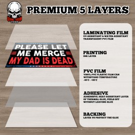 Please Let Me Merge My Dad is Dead | Bumper Sticker or Car Magnet | Funny Vintage Decorations for Cars [7.5x3.75]
