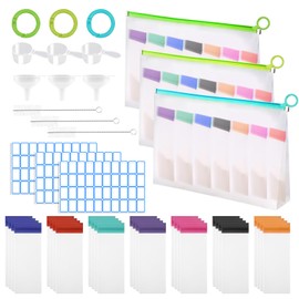 LKCXMZP 46Pcs Protein Powder Travel Container Set, Reusable Protein Powder Container To Go, Include Single Dose Bags and Large Containers Zip Up Bags for Workout, Fitness, Travel