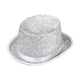 Widmann Showtime 04542 Hat Silver Glitter Top Hat Hat Costume Carnival Theme Party