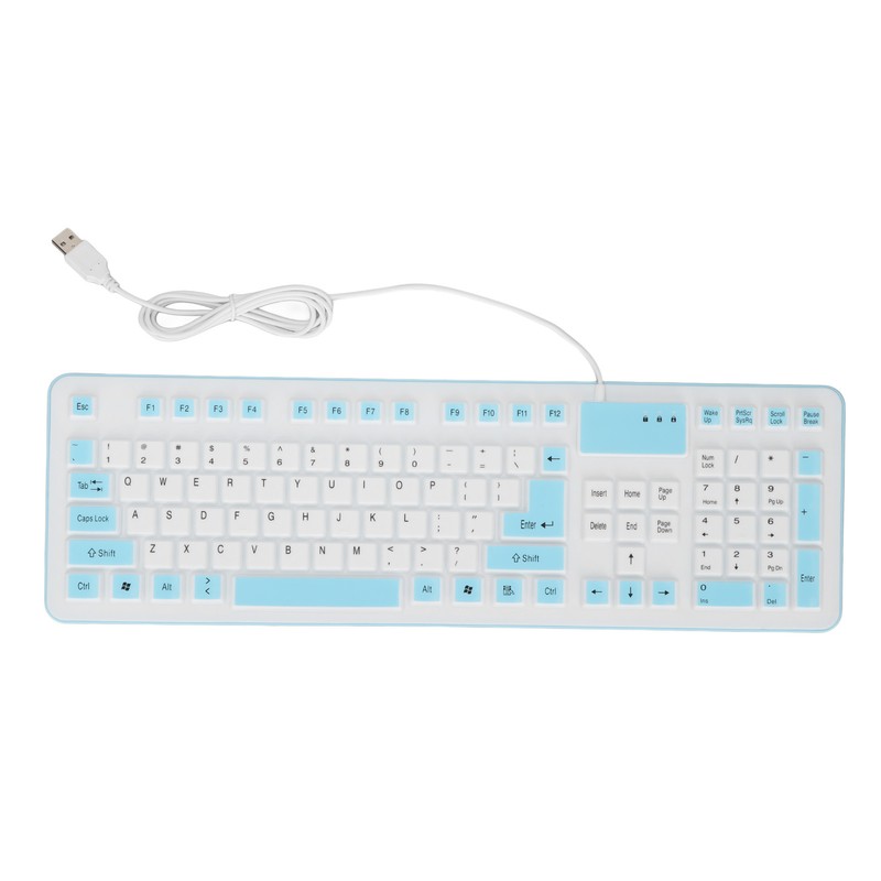 Foldable Silicone Keyboard 106 Keys Waterproof Dustproof Foldable USB Wired