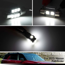 10pcs LED White Interior Lights Bulb for 2022- Nissan Pathfinder R53 5th Gen LED Interior Light Bulbs Map Dome Step Door Lamp Cargo Light Super Bright 6000K Interior Bulbs + Install Tool
