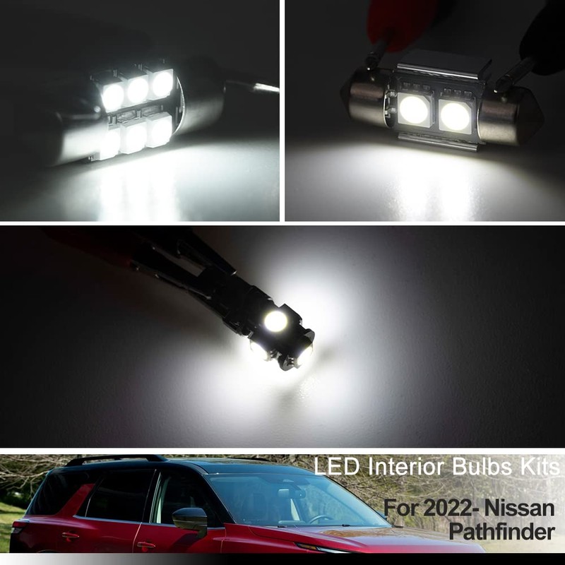 10pcs LED White Interior Lights Bulb for 2022- Nissan Pathfinder