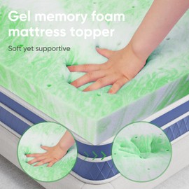 BedsPick Memory Foam Mattress Topper Full, 2 Inch Gel Infused Bed Toppers for Full Size Bed, Soft Mattress Pads for Sleeper Sofa, RV, Camper, CertiPUR-US Certified, Green