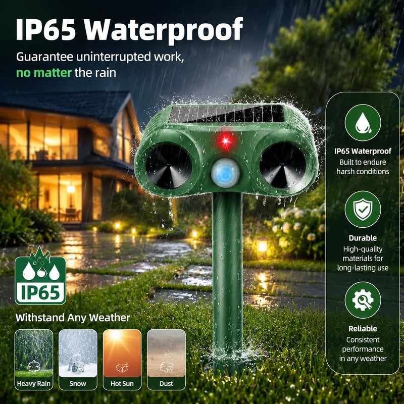 Solar Ultrasonic Animal Repeller 4 Pack Sonic Fortress Pro Deer